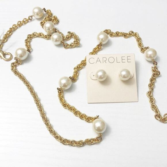 Carolee Vintage Pearl Earring & Necklace Set - Picture 1 of 8